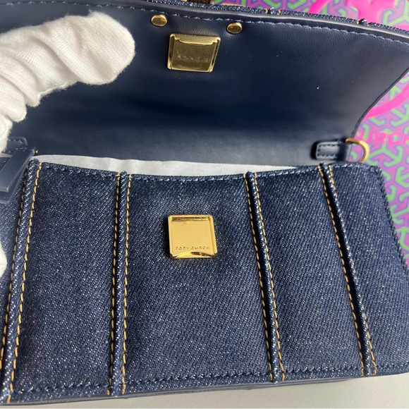 NWT Tory Burch Britten Denim Chain Wallet With Wristlet - Picture 8 of 16